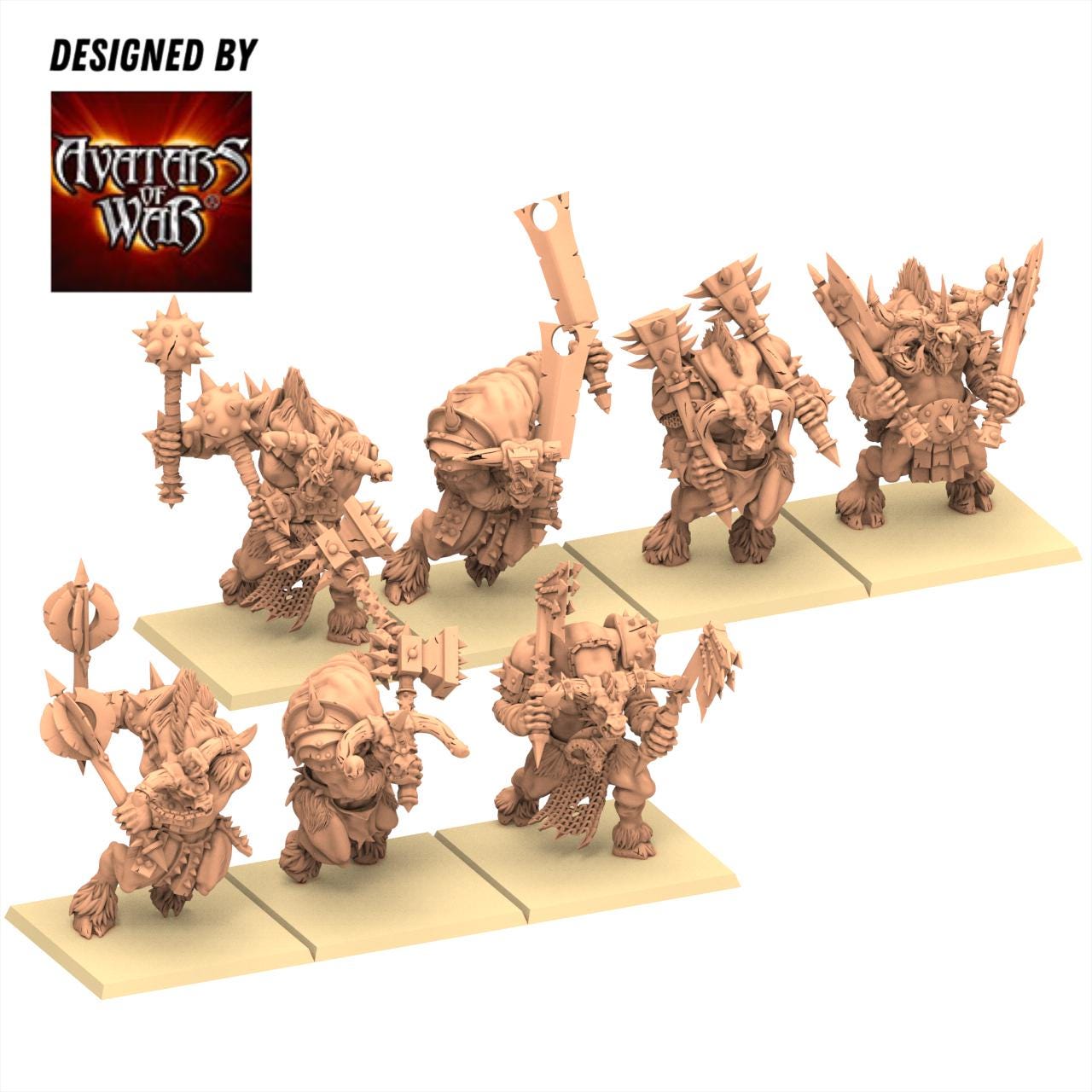 Beastmen - Minotaurs double weapons battleready - Monopose - 28&32mm scale - Avatar of War