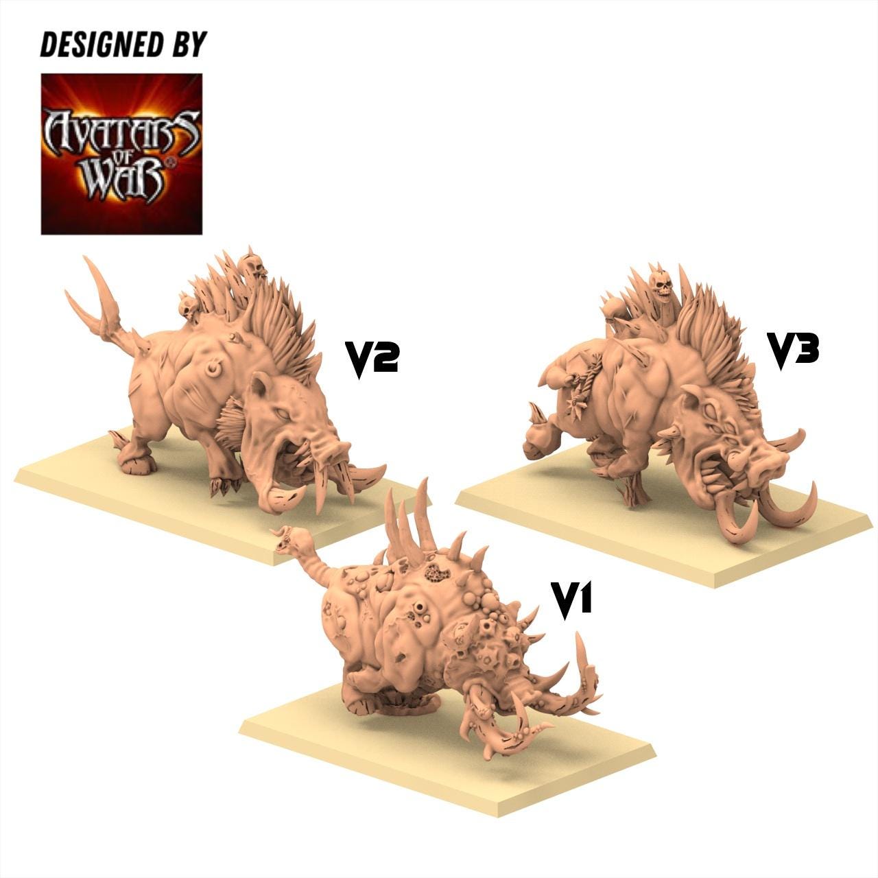 Beastmen - Razortusks - monopose 28&32mm scale - Avatar of War