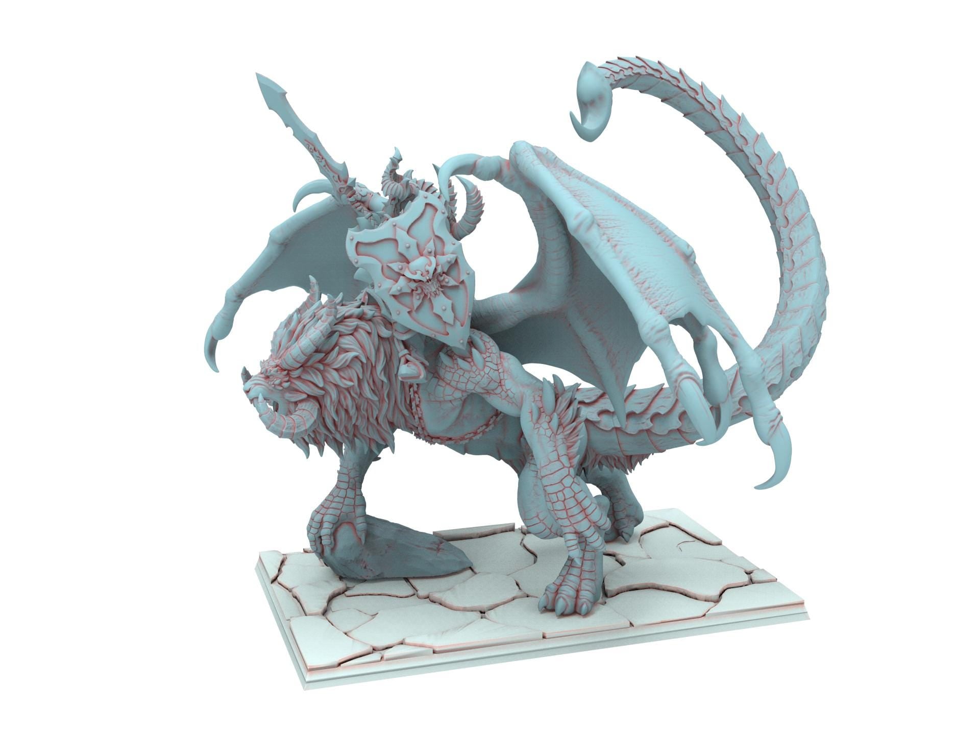 Fantasy Chaos - Vrolok on Manticore - Realms of Mayhem - Beholder Miniature