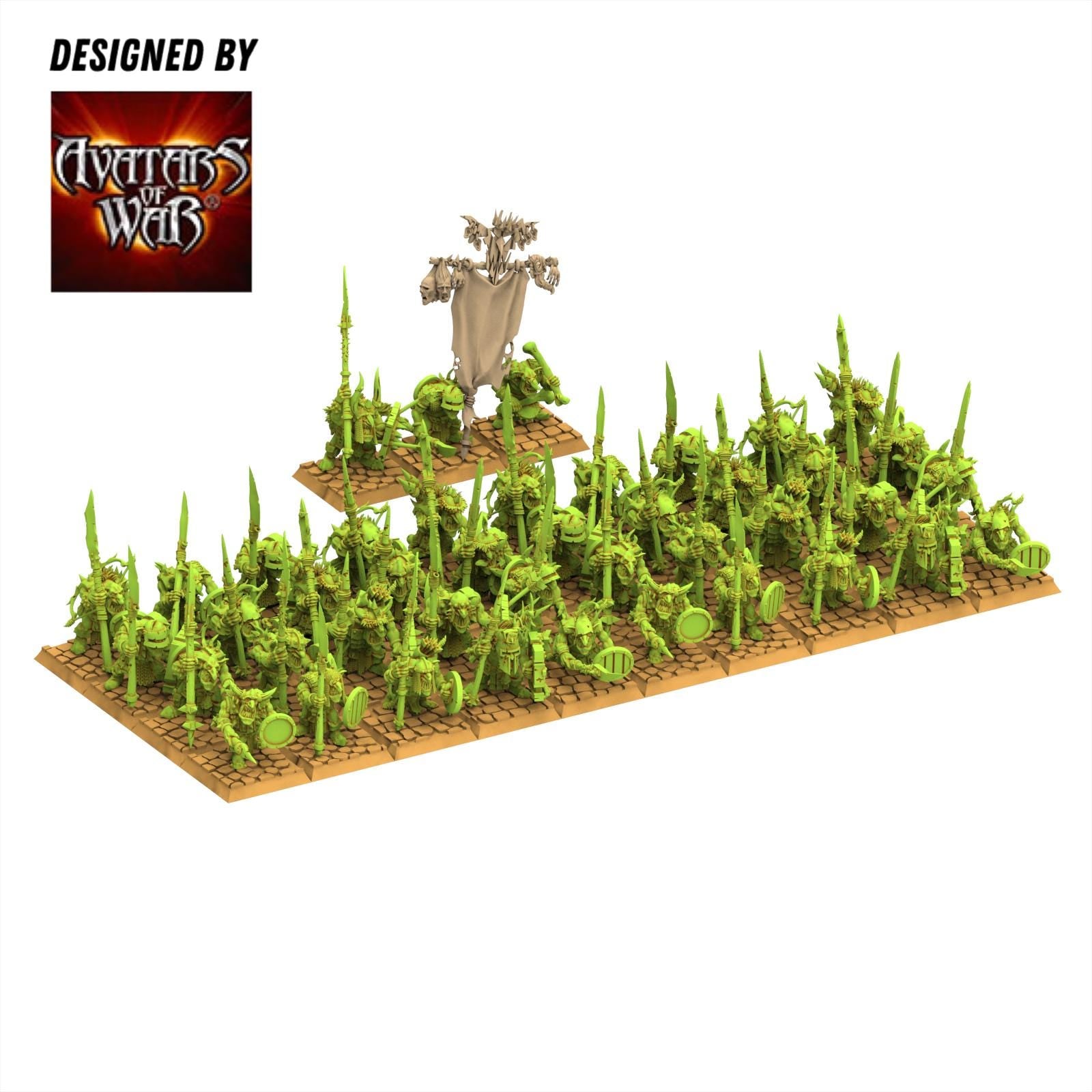 Orc & Goblin - Goblin Spearmen - monopose - 28/32mm scale - Avatar of War