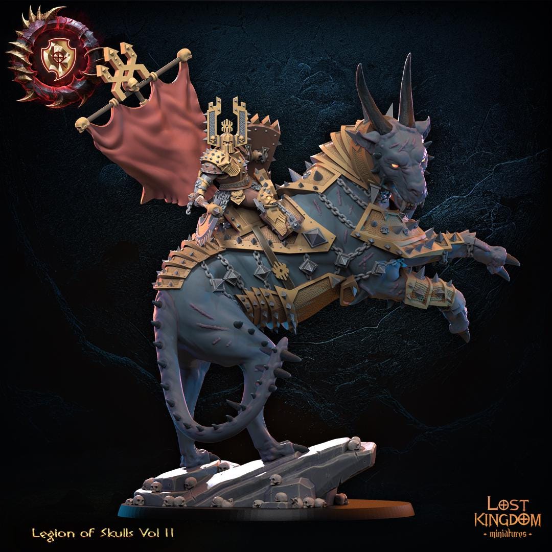 Fantasy Chaos - Blood God Lord on Manticore - Lost Kingdom Miniatures