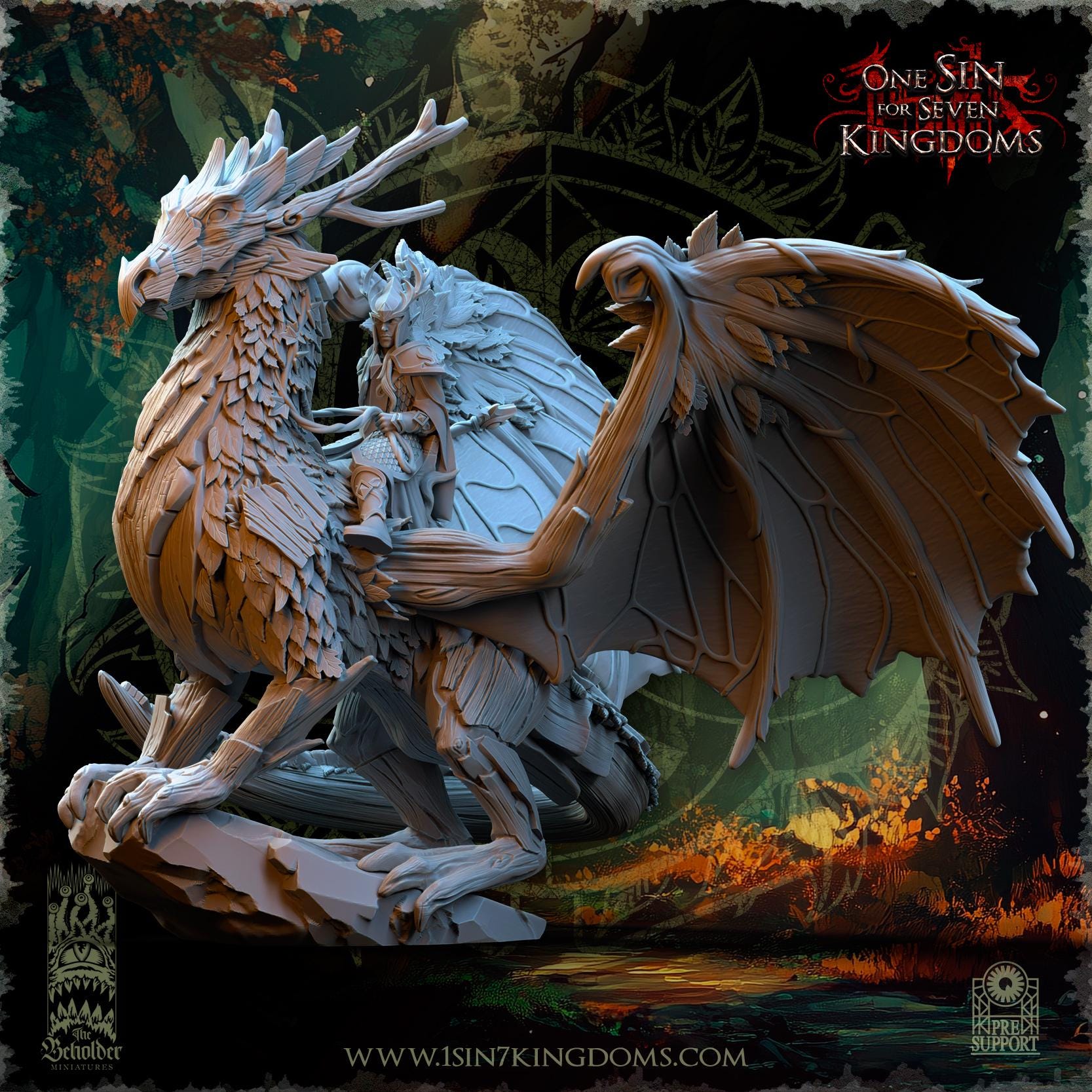 Sylvan Elves - King on Dragon Forest - Evergreen Elves - The Beholder Miniatures