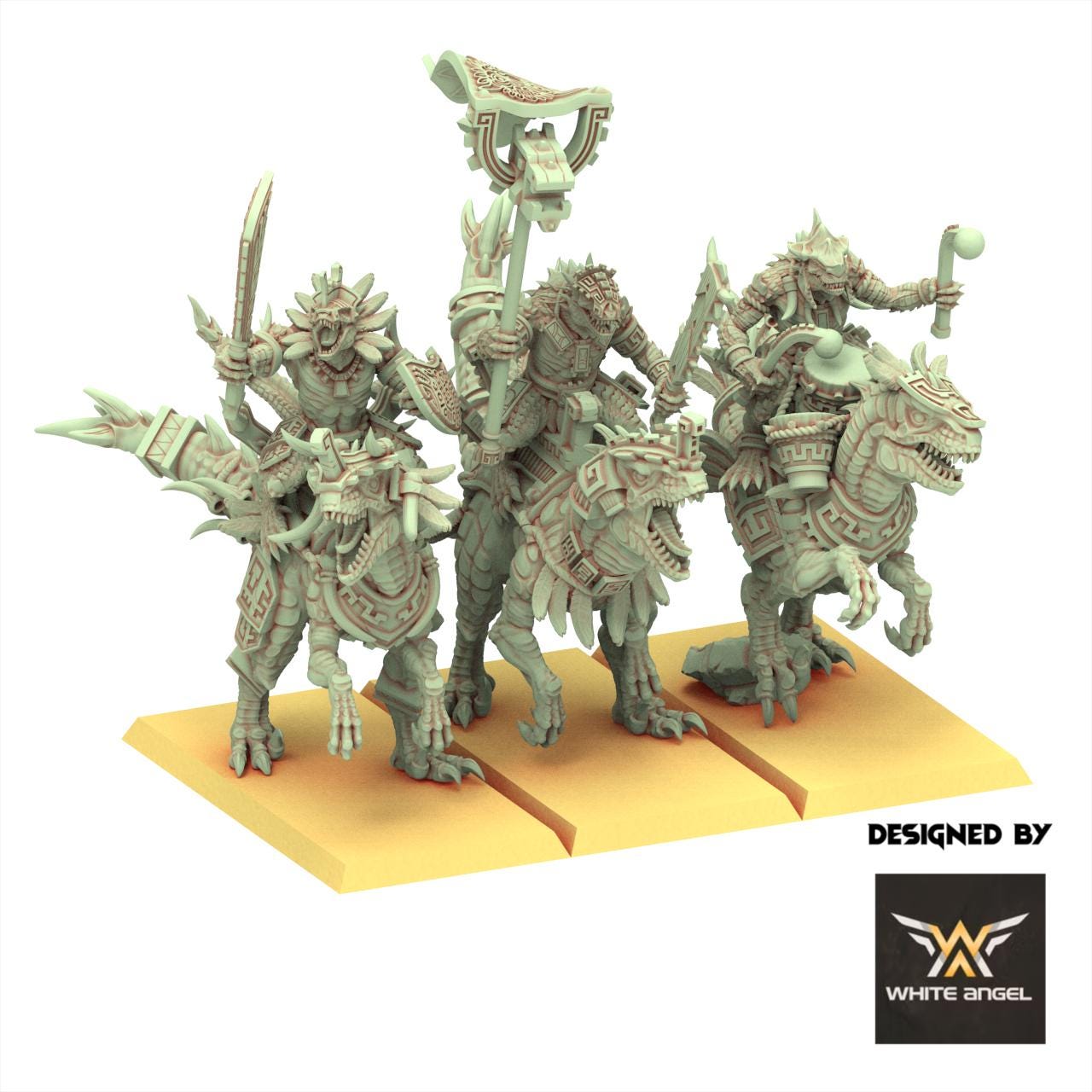 Lizardmen 28/32mm - Warriors Riders - White Angel Miniatures