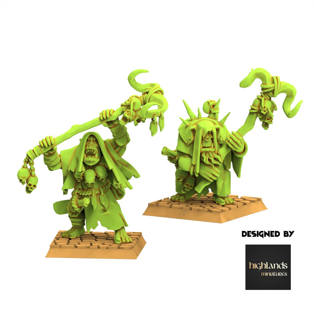 Orc & Goblin - Shamans - Moredhun's Orc - Highlands Miniature