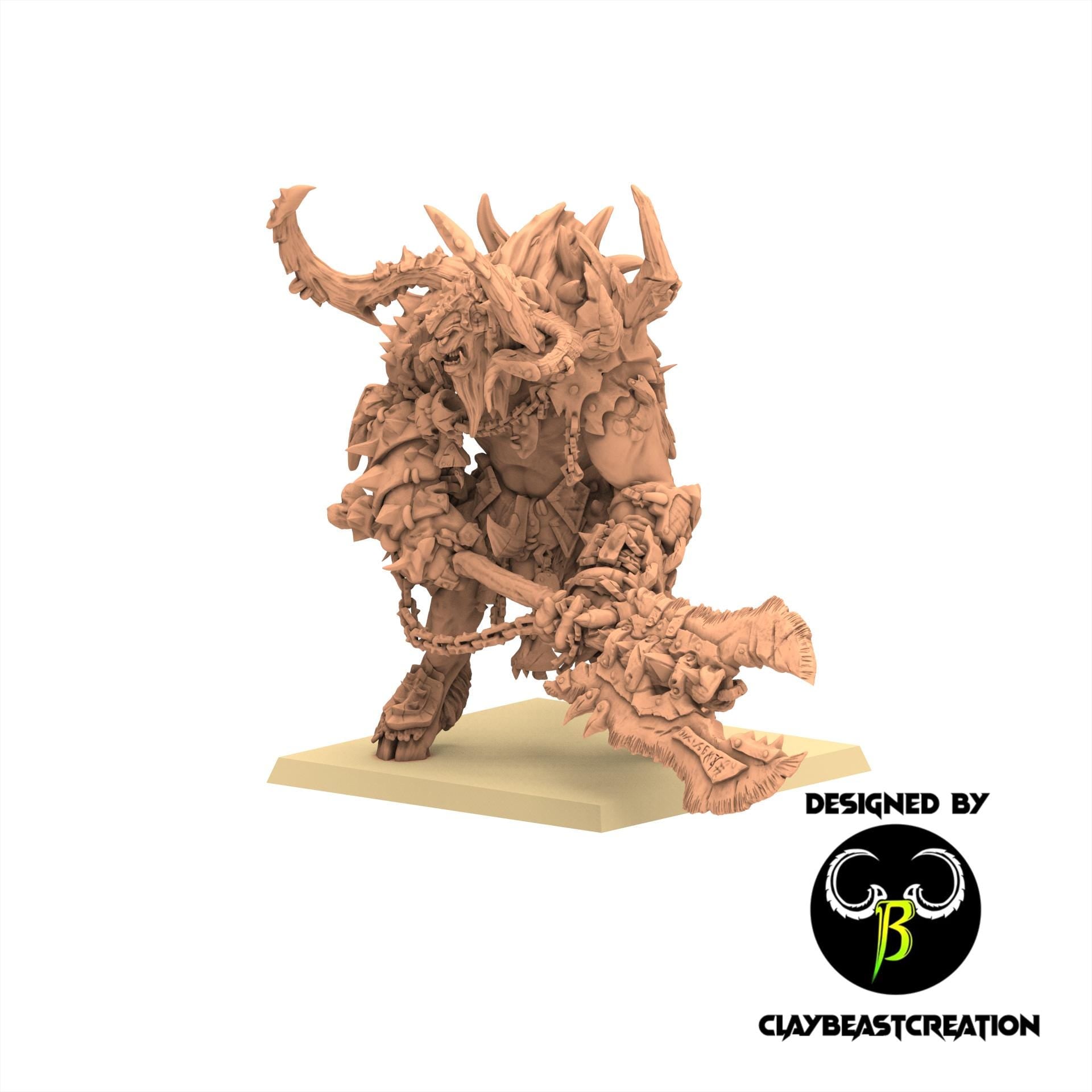 Beastmen - Minotaur Warlord - Fallen Beast - ClayBeastCreation