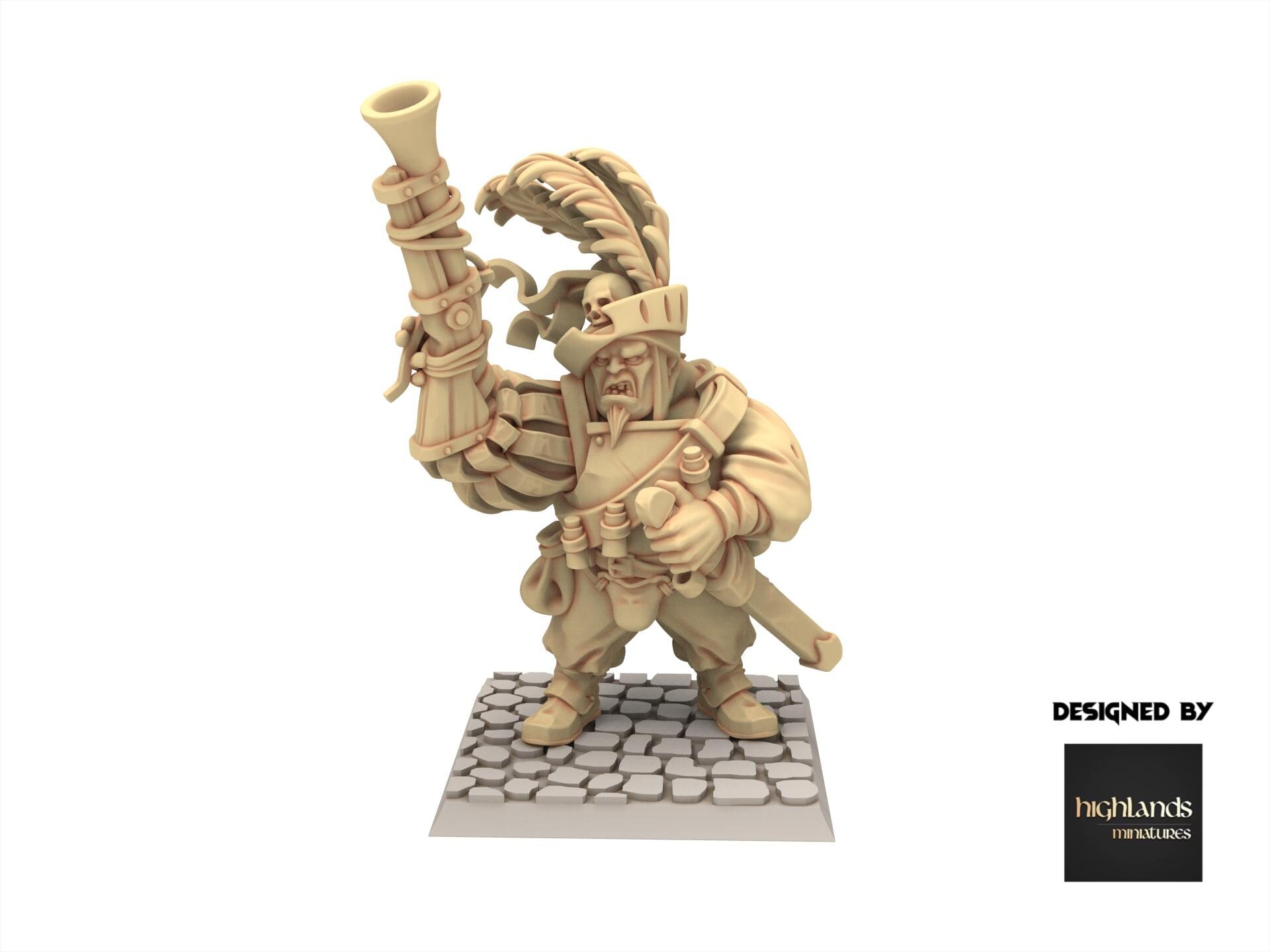 Imperial Fantasy - x3 Ogres with Blunderbuss mercenary - Sunland - Highlands Miniatures