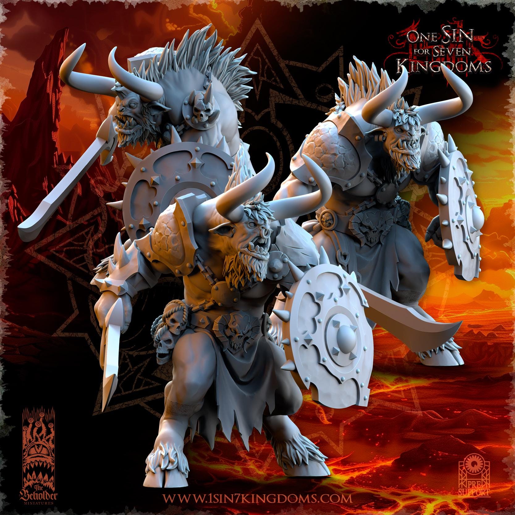 Beastmen - Minotaurs sword and shield - Realms of Mayhem - Beholder Miniature