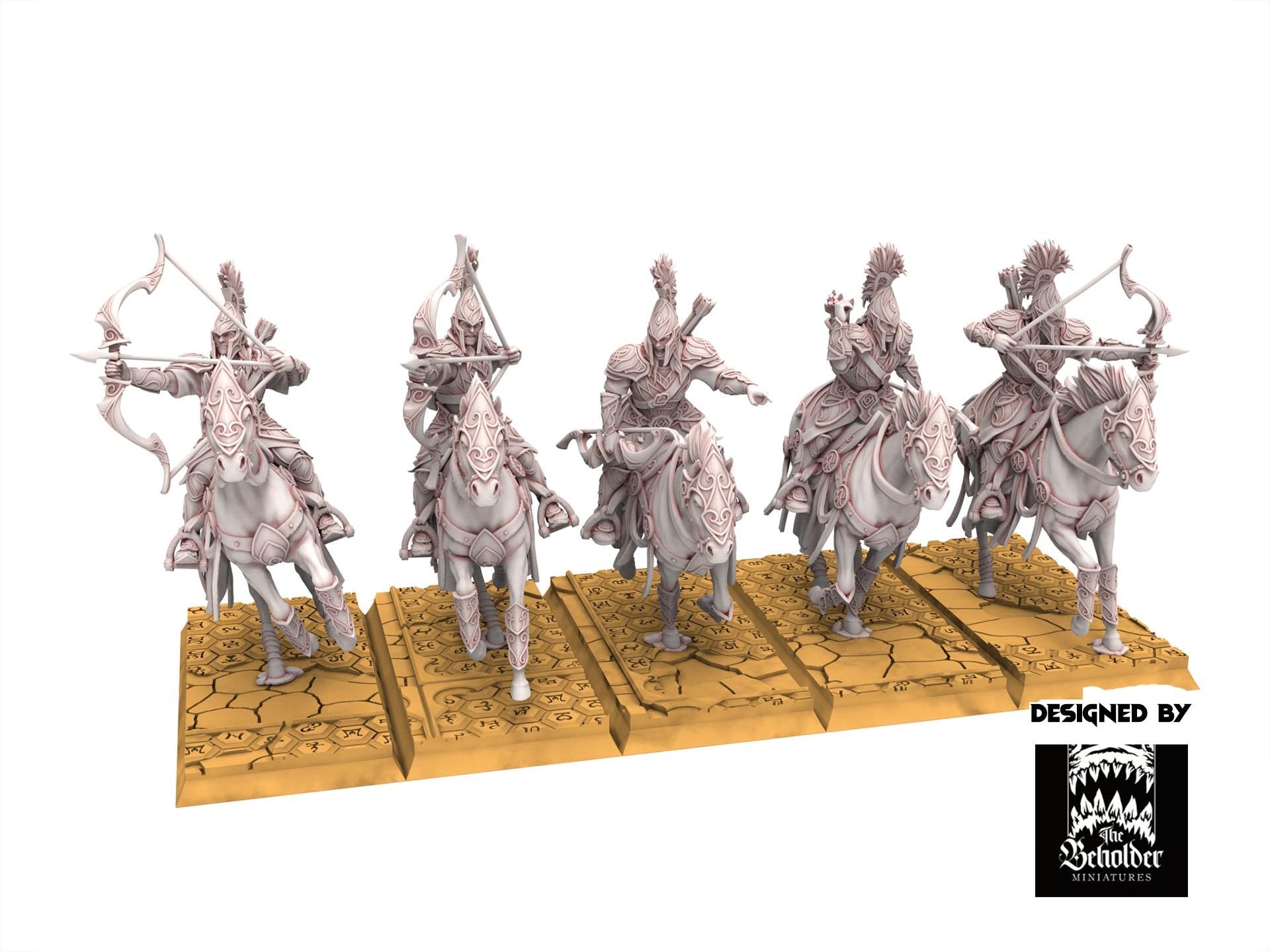 Hight Elves - x5 Archers Cavalry - Silvermoor - The Beholder Miniatures