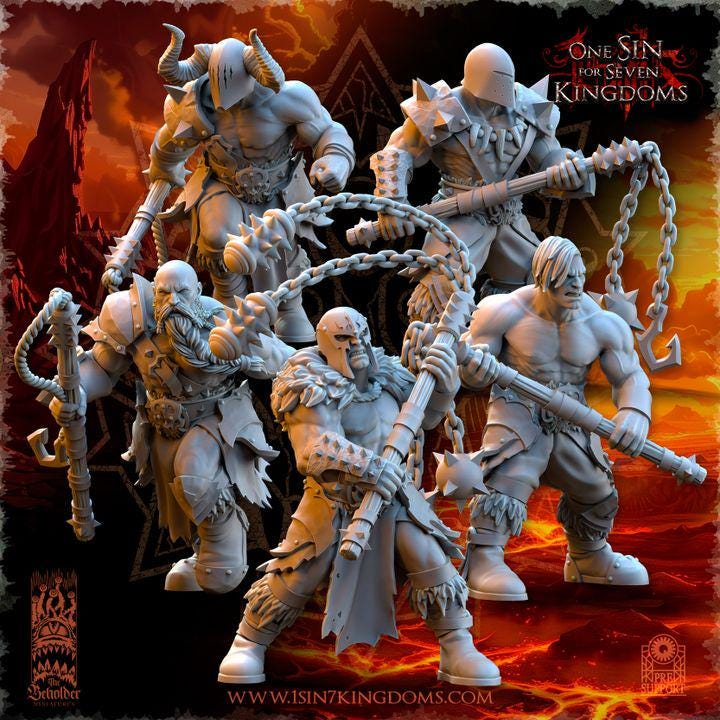 Fantasy Chaos - Barbarian with Flail 32mm - Realms of Mayhem - Beholder Miniature