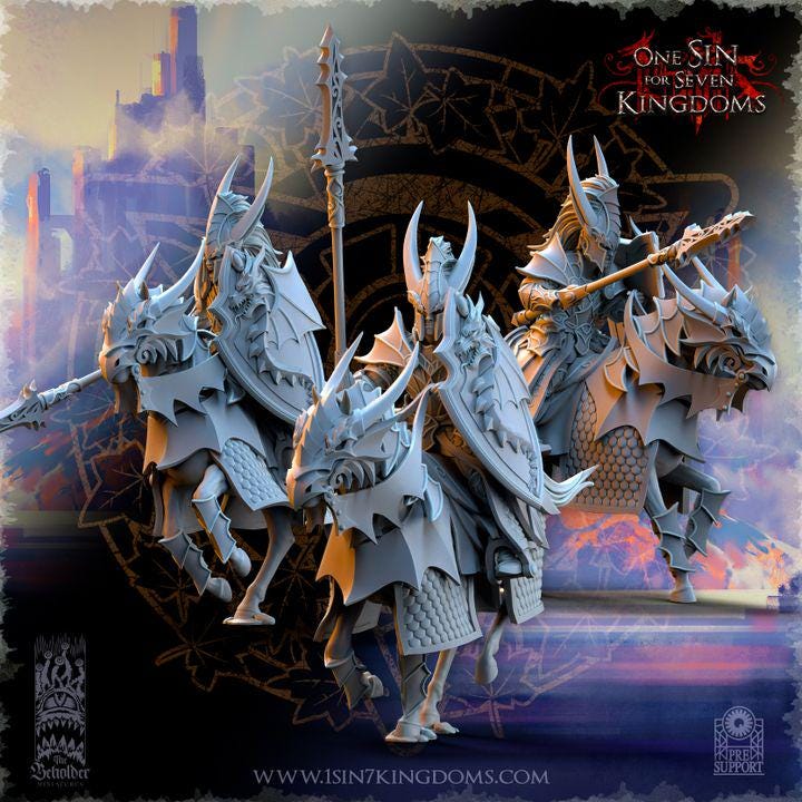 Hight Elves - Dragonborn Knights - Silvermoor - The Beholder Miniatures
