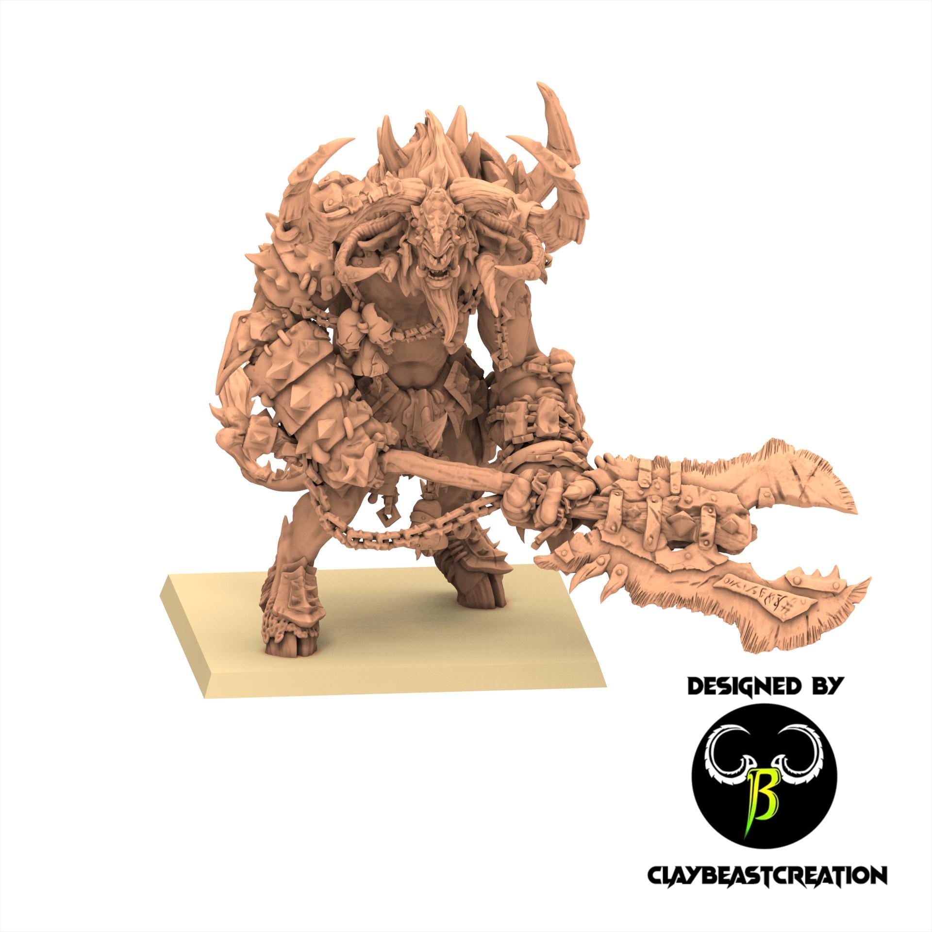 Beastmen - Minotaur Warlord - Fallen Beast - ClayBeastCreation