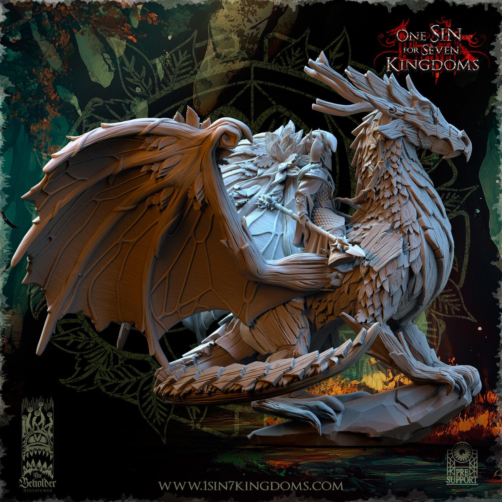 Sylvan Elves - King on Dragon Forest - Evergreen Elves - The Beholder Miniatures
