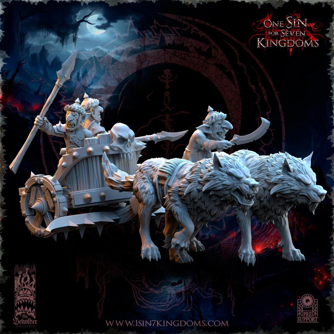 Orc & Goblin - Goblin Chariot Lancer - The Black horde - The Beholder Miniatures