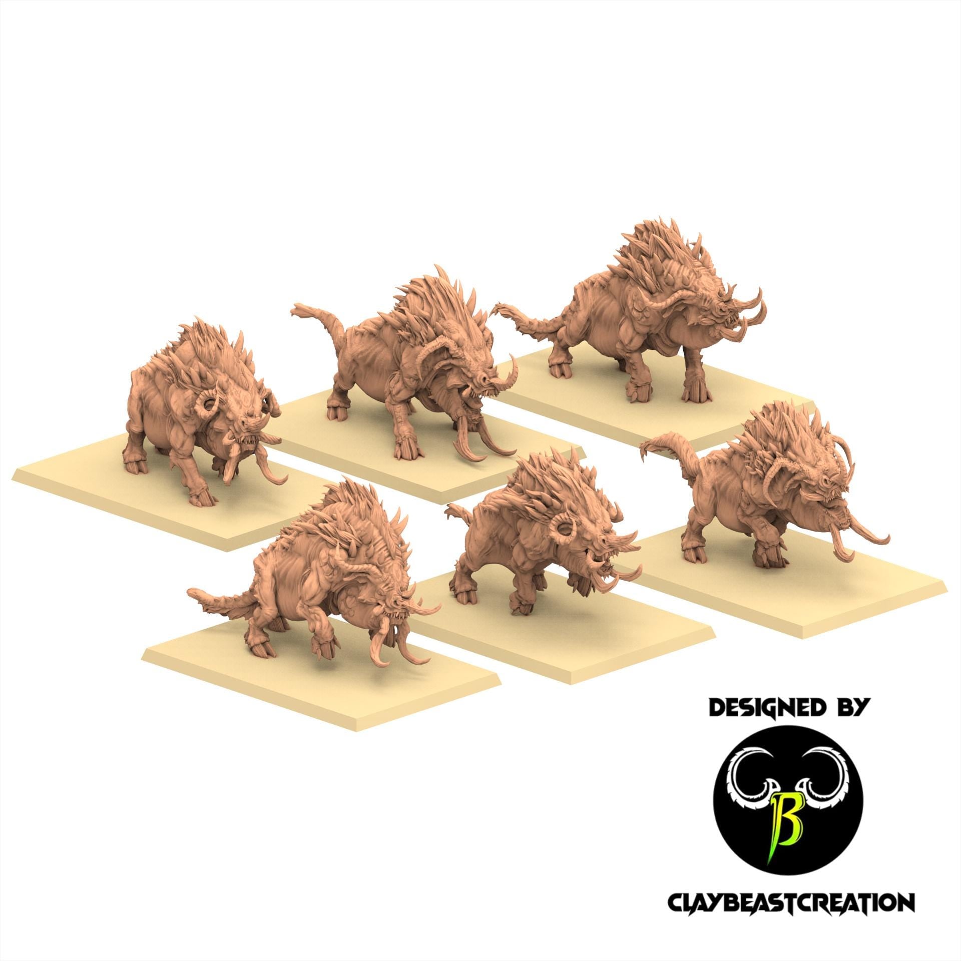Beastmen - Savage Warboar - Fallen Beast - ClayBeastCreation