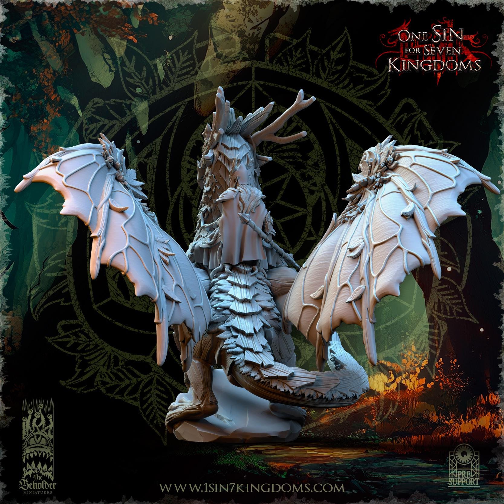Sylvan Elves - King on Dragon Forest - Evergreen Elves - The Beholder Miniatures