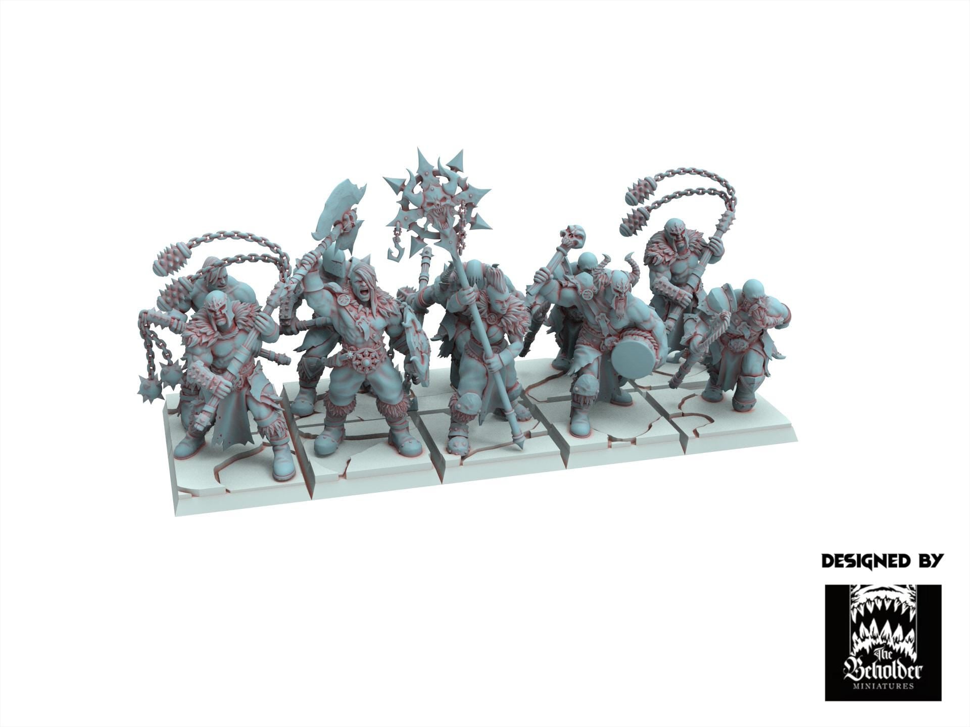 Fantasy Chaos - Barbarian with Flail 32mm - Realms of Mayhem - Beholder Miniature