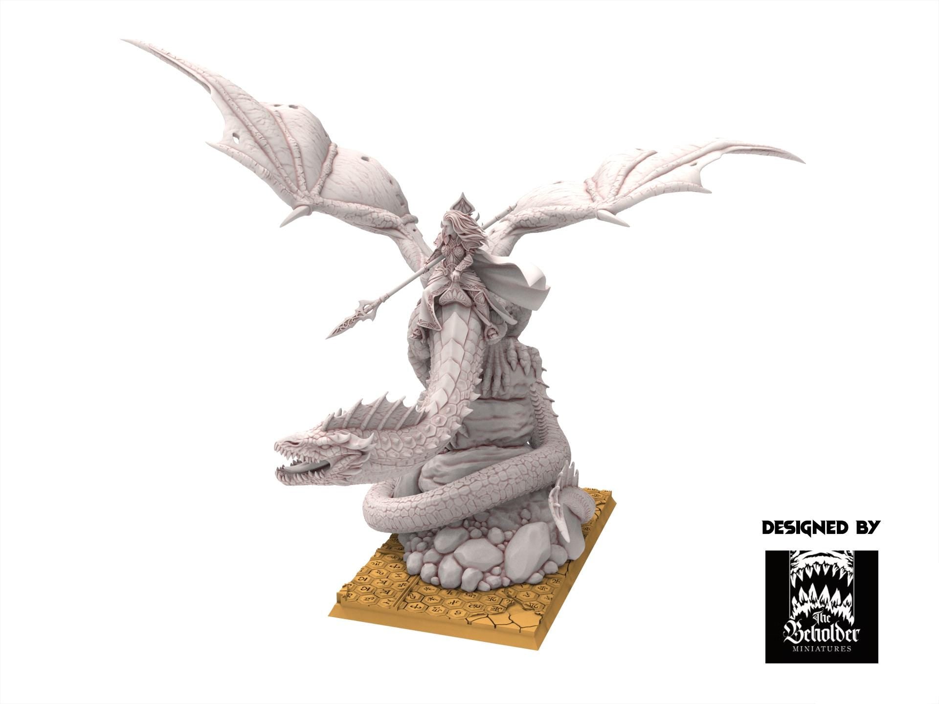 Hight Elves - YNARIEL Princess on Dragon - Silvermoor - The Beholder Miniatures
