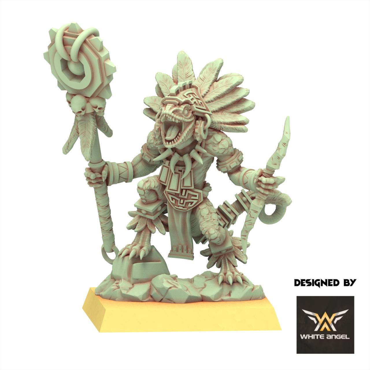 Lizardmen 28/32mm - Slippery Lizard Shaman - White Angel Miniatures