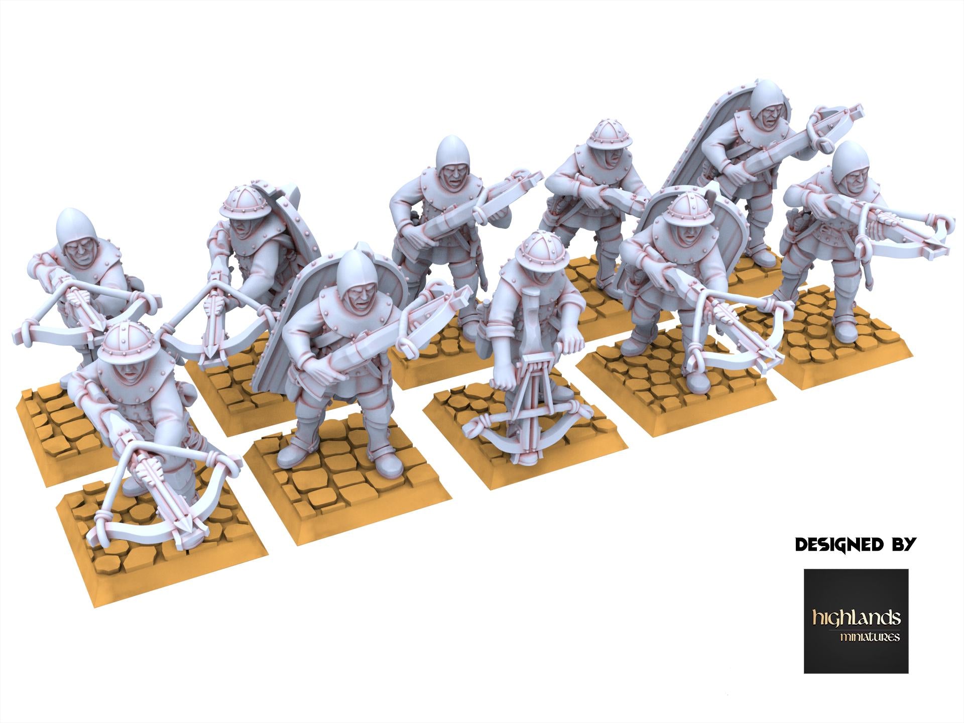 Arthurian Knights - x10 Shooters Crossbowmen - Gallia - Highlands Miniatures