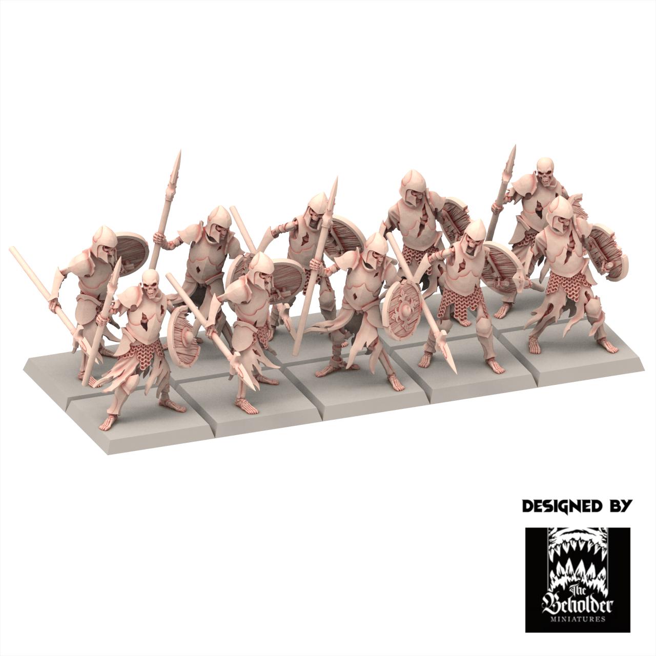Undead 32/28mm - Skeletons Warriors with Spear - Undying Legions - The Beholder Miniatures