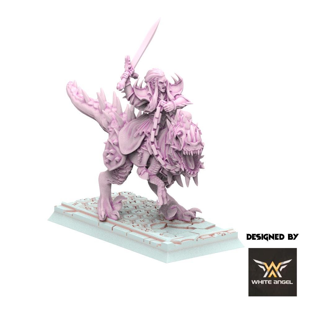 Dark Elves - Dark Lord on Raptor - Slaves of Darkness - White Angel Miniatures
