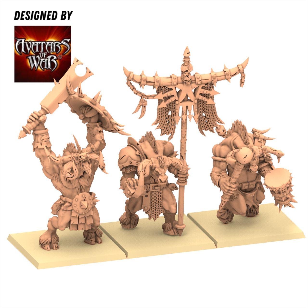 Beastmen - Minotaurs weapon and shield battleready - Monopose - 28&32mm scale - Avatar of War