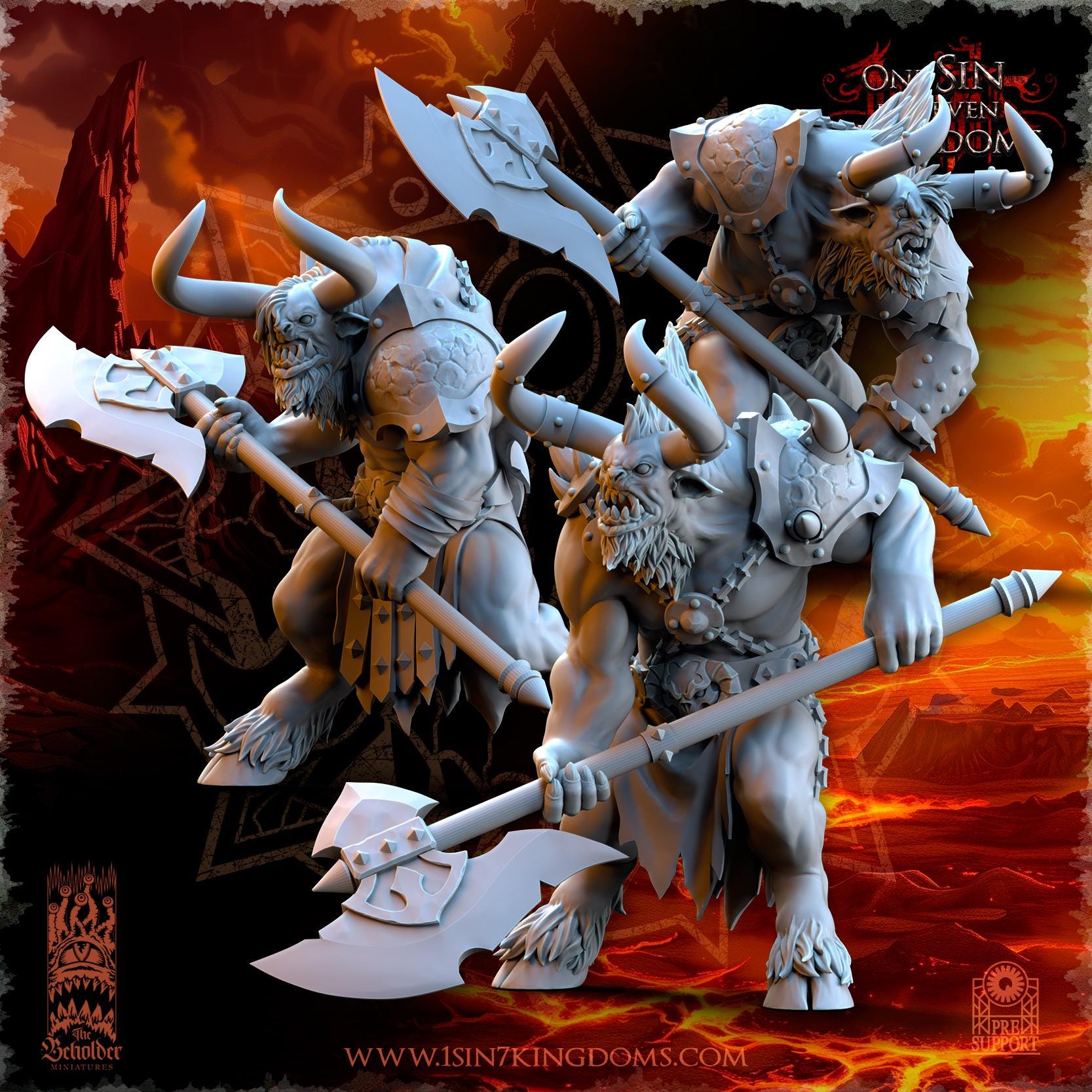 Beastmen - Minotaurs two handed Ax - Realms of Mayhem - Beholder Miniature