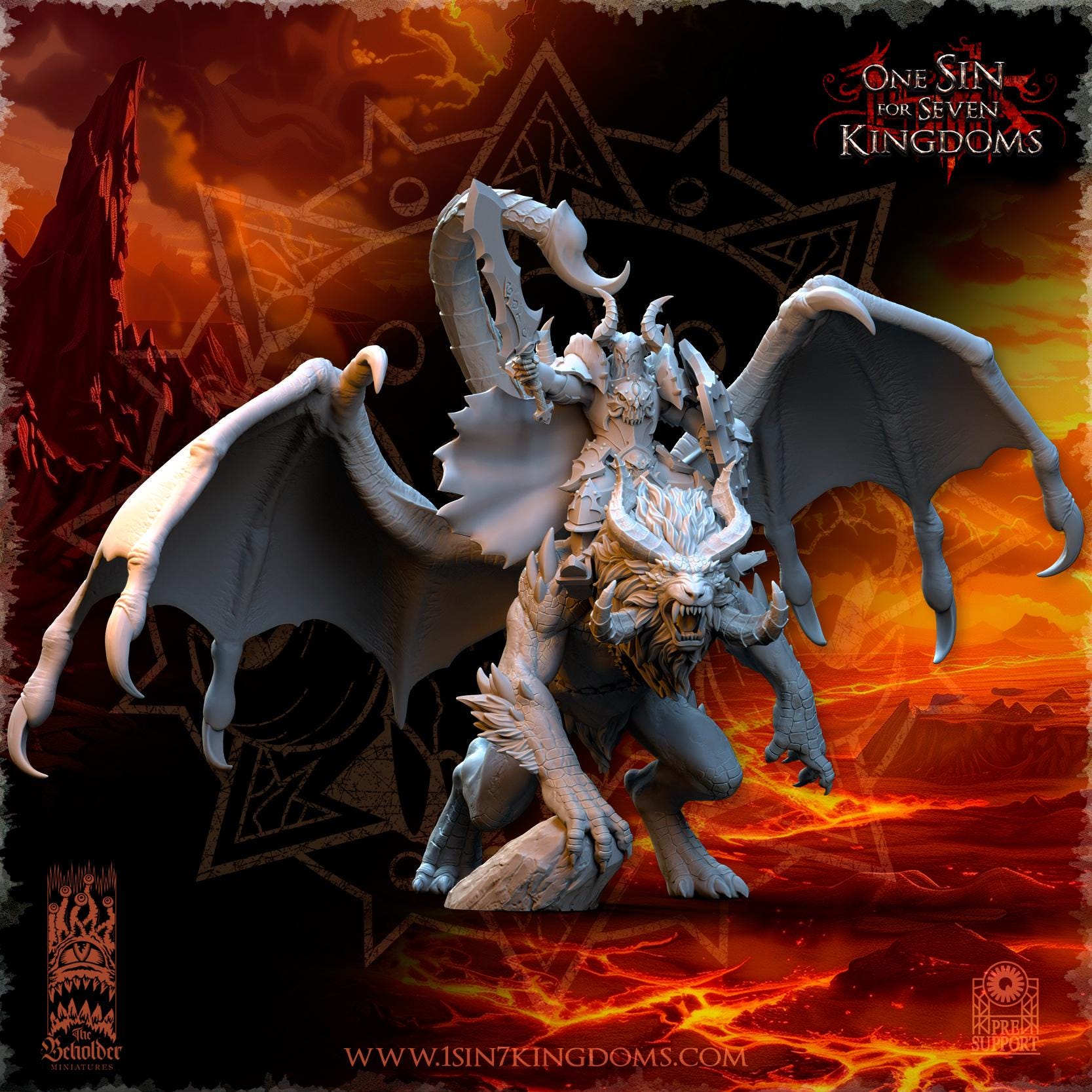 Fantasy Chaos - Vrolok on Manticore - Realms of Mayhem - Beholder Miniature