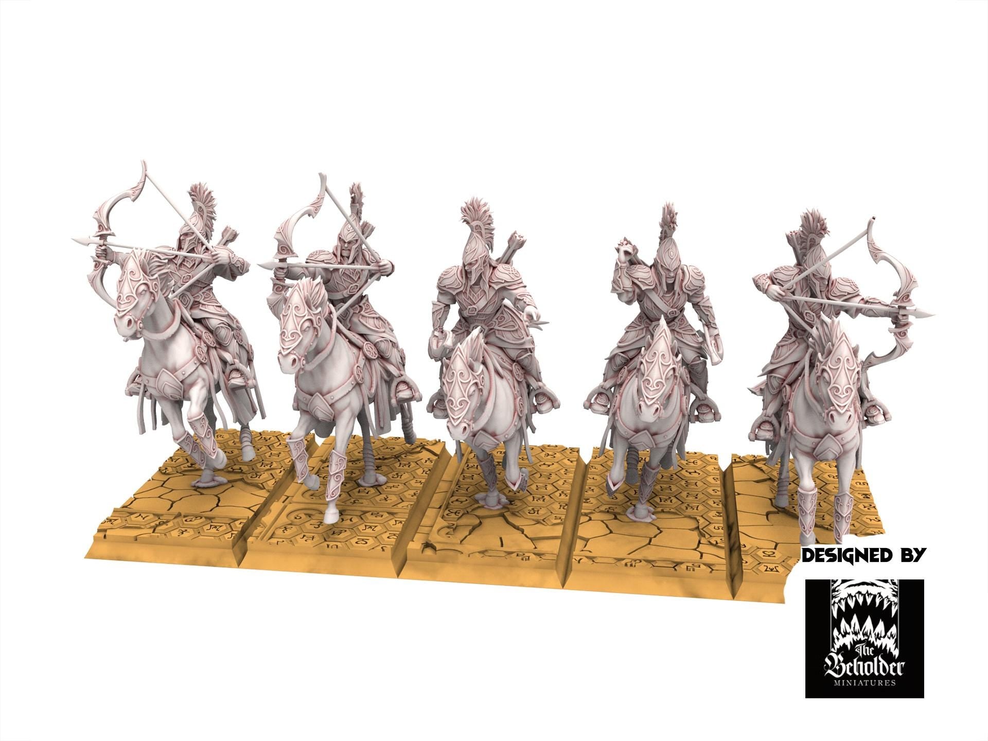 Hight Elves - x5 Archers Cavalry - Silvermoor - The Beholder Miniatures