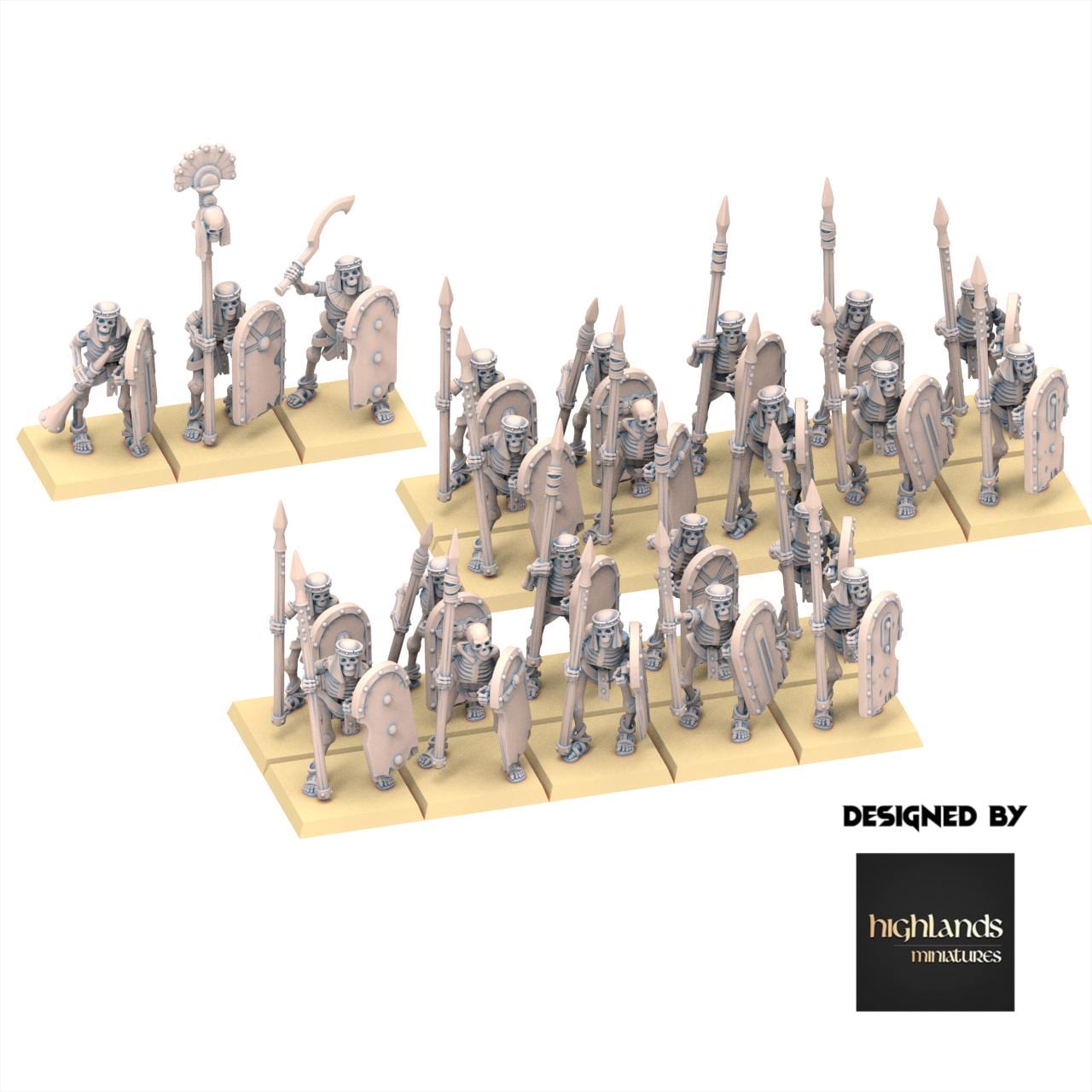 Eternal Dynasties - Ancient Skeletons with Spears - Eternal Dynasties - Highlands Miniatures