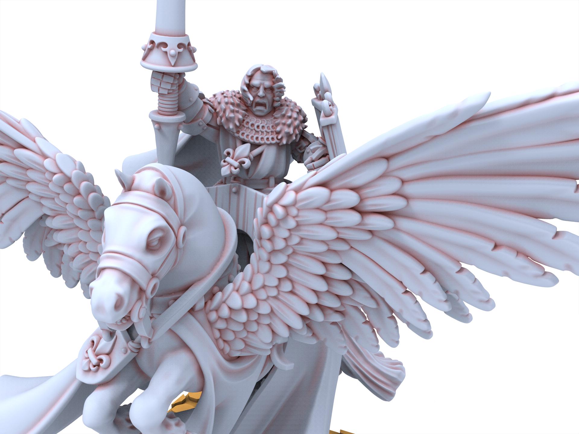 Arthurian Knights - Duke on Pegasus with Spear and Sword - Gallia - Highlands Miniatures