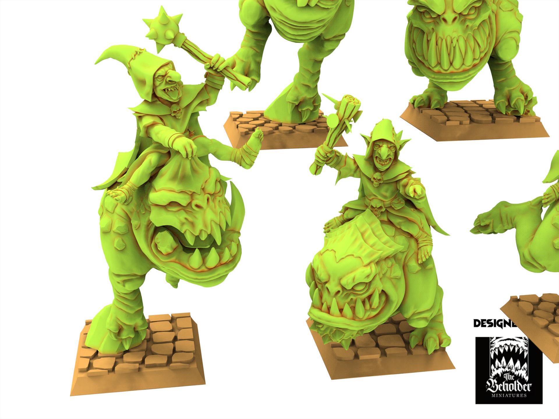 Orc & Goblin - x5 Kavehorror Hopper - The Black horde - The Beholder Miniatures