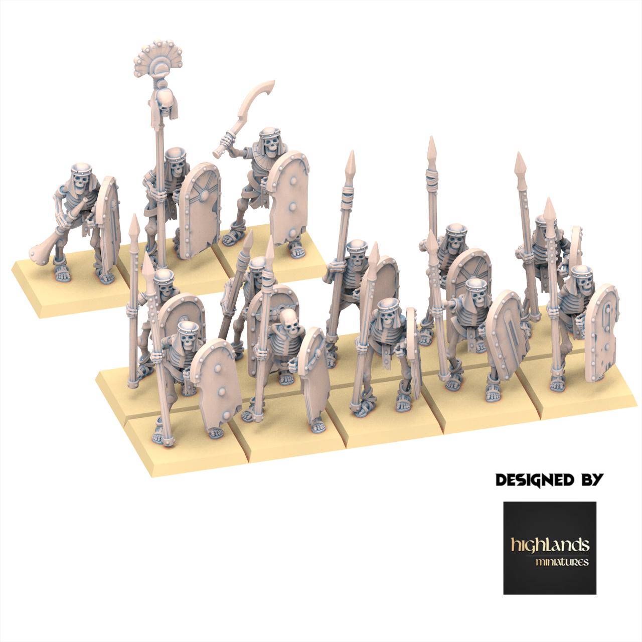 Eternal Dynasties - Ancient Skeletons with Spears - Eternal Dynasties - Highlands Miniatures