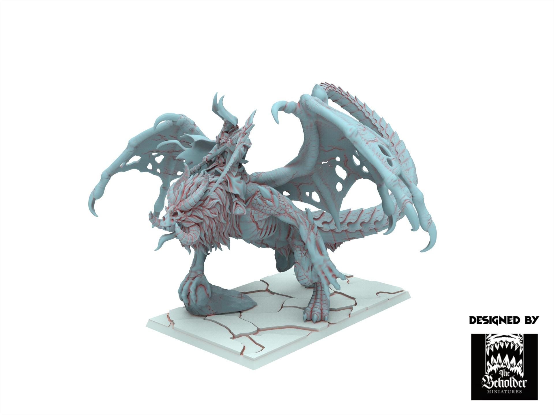 Fantasy Chaos - Sorcerer on Undead Manticore - Realms of Mayhem - Beholder Miniature