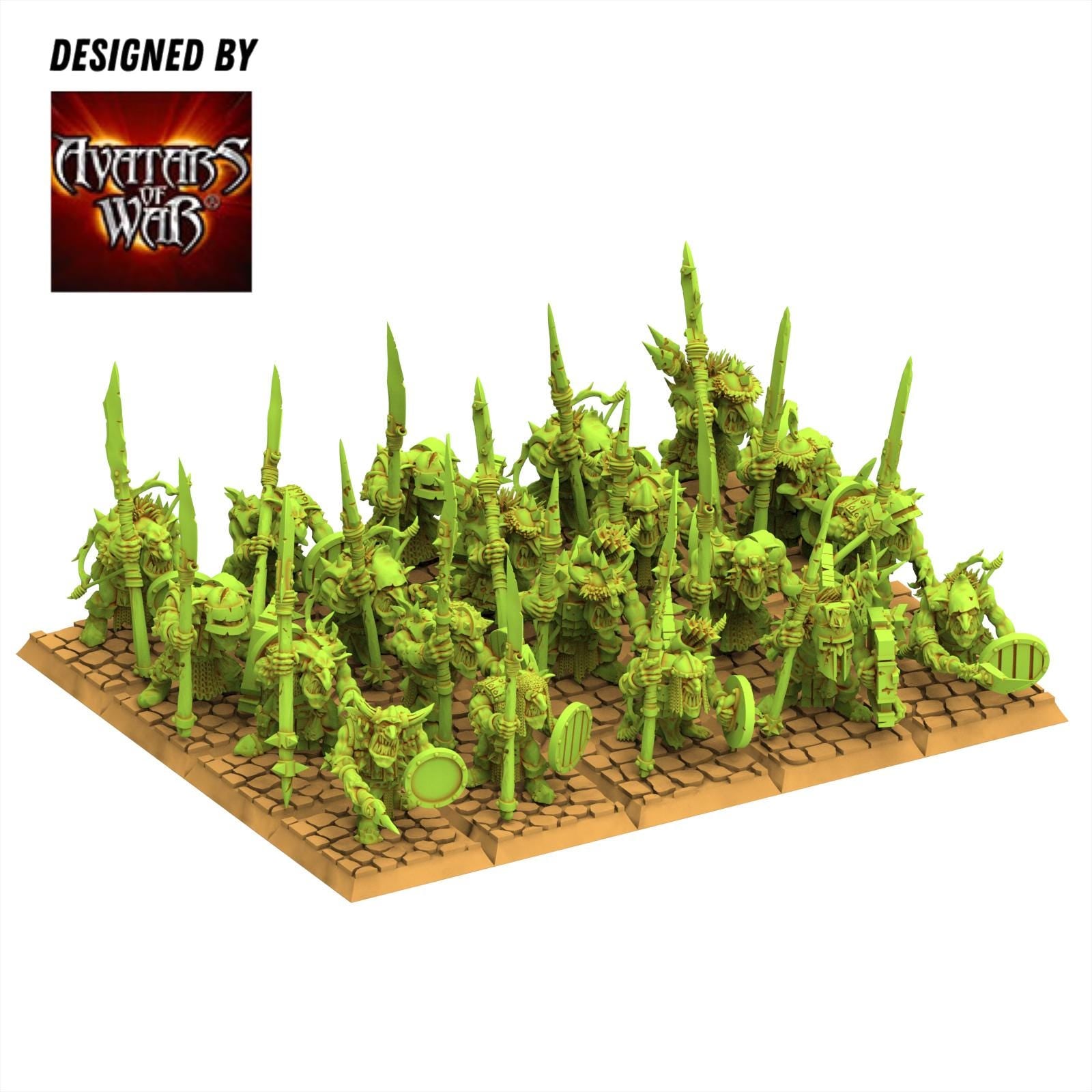 Orc & Goblin - Goblin Spearmen - monopose - 28/32mm scale - Avatar of War