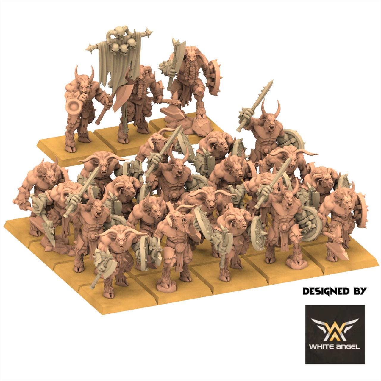 Beastmen - Warriors with Shield - White Angel Miniatures