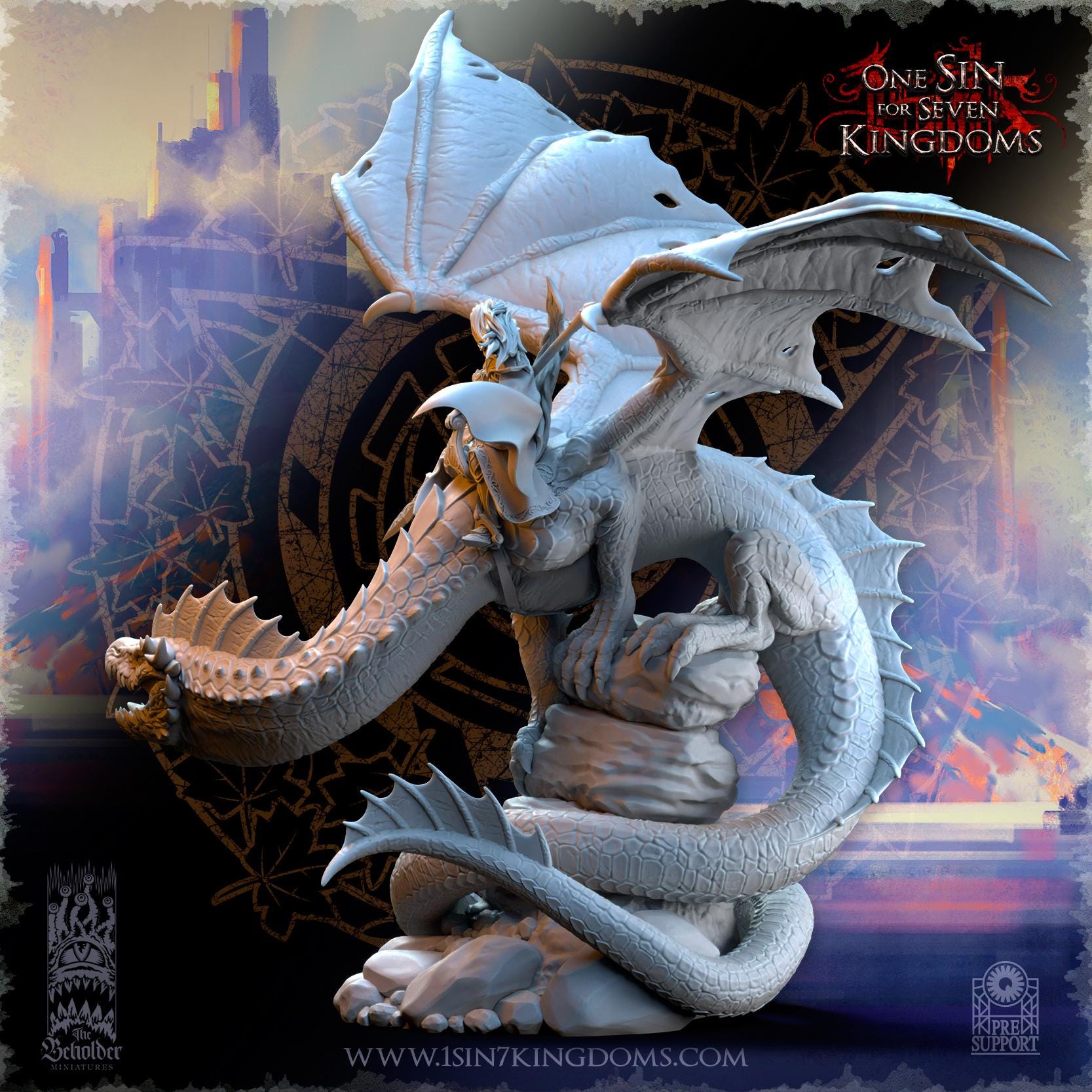 Hight Elves - YNARIEL Princess on Dragon - Silvermoor - The Beholder Miniatures