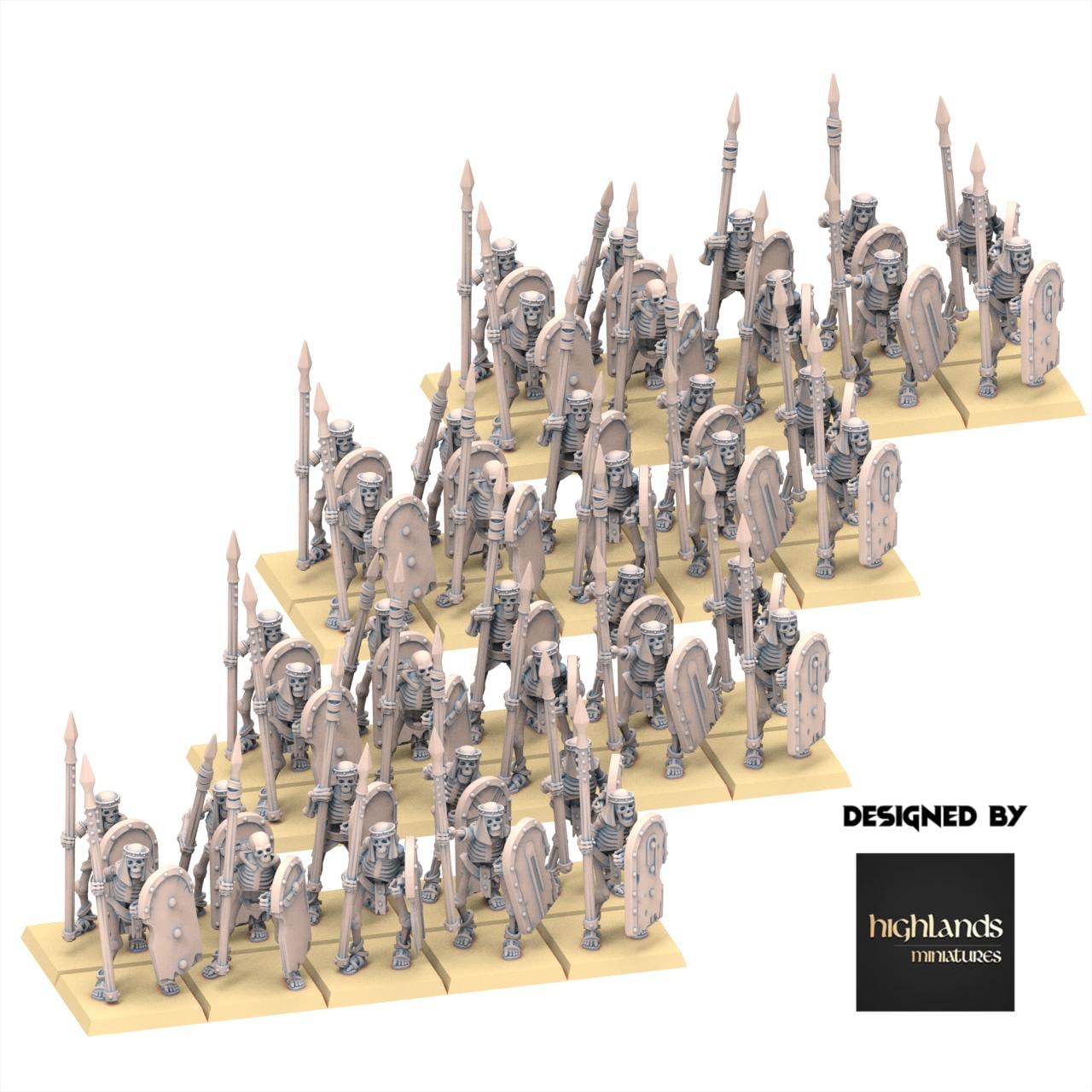 Eternal Dynasties - Ancient Skeletons with Spears - Eternal Dynasties - Highlands Miniatures