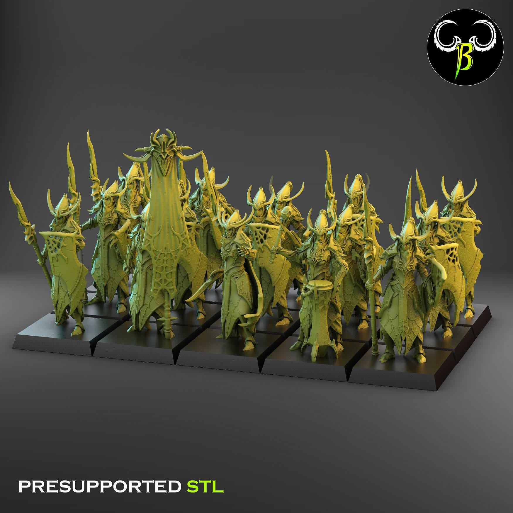 Dark Elves - Warrior With Lance & Sword - Cult of the Eight - ClayBeastCreation