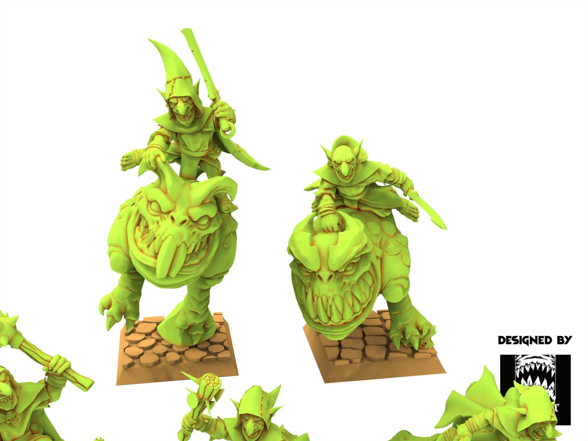 Orc & Goblin - x5 Kavehorror Hopper - The Black horde - The Beholder Miniatures