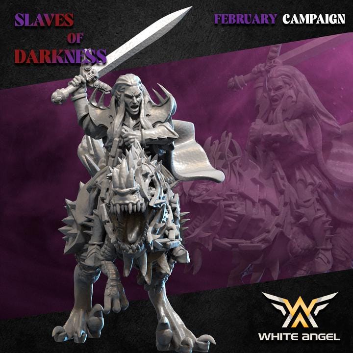 Dark Elves - Dark Lord on Raptor - Slaves of Darkness - White Angel Miniatures