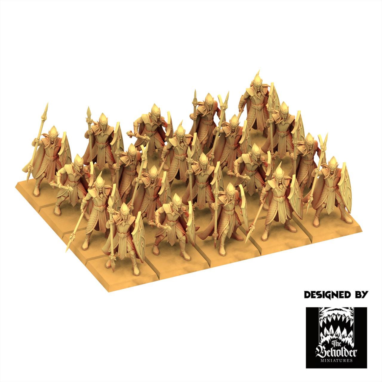Sylvan Elves - Forest Militia Spear and Shield - Evergreen Elves - The Beholder Miniatures