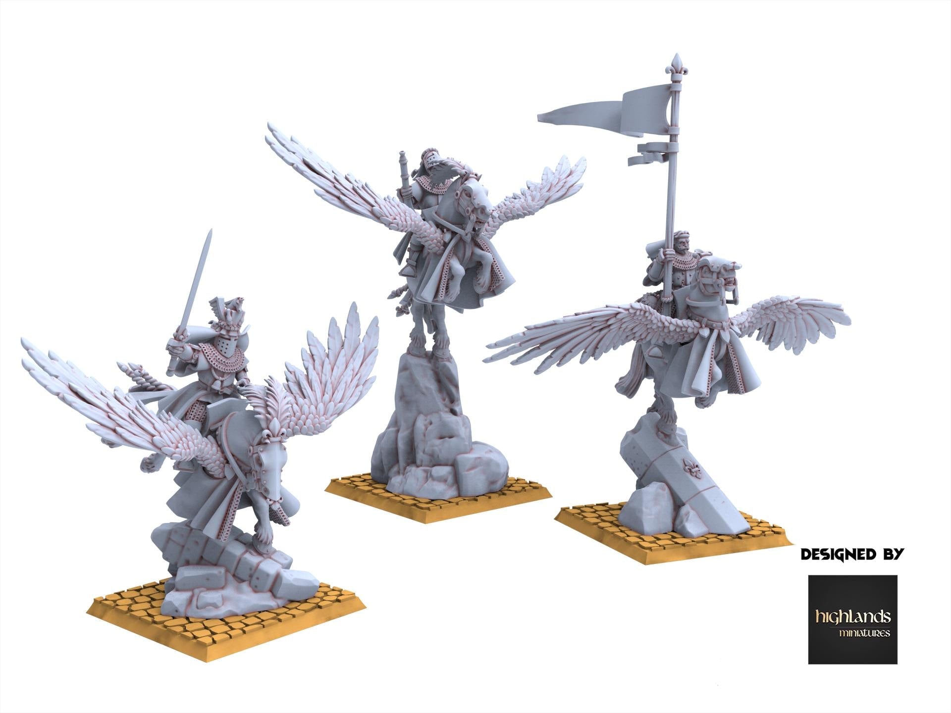 Arthurian Knights - Knights on Pegasus - Gallia - Highlands Miniatures