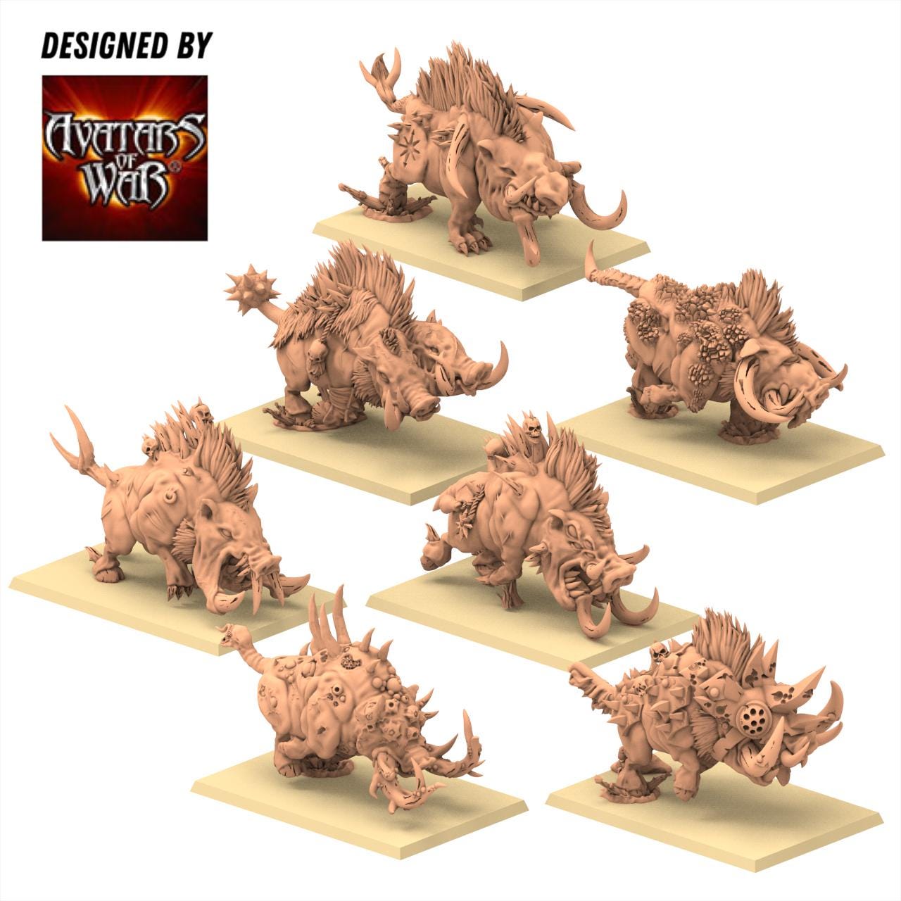 Beastmen - Razortusks - monopose 28&32mm scale - Avatar of War
