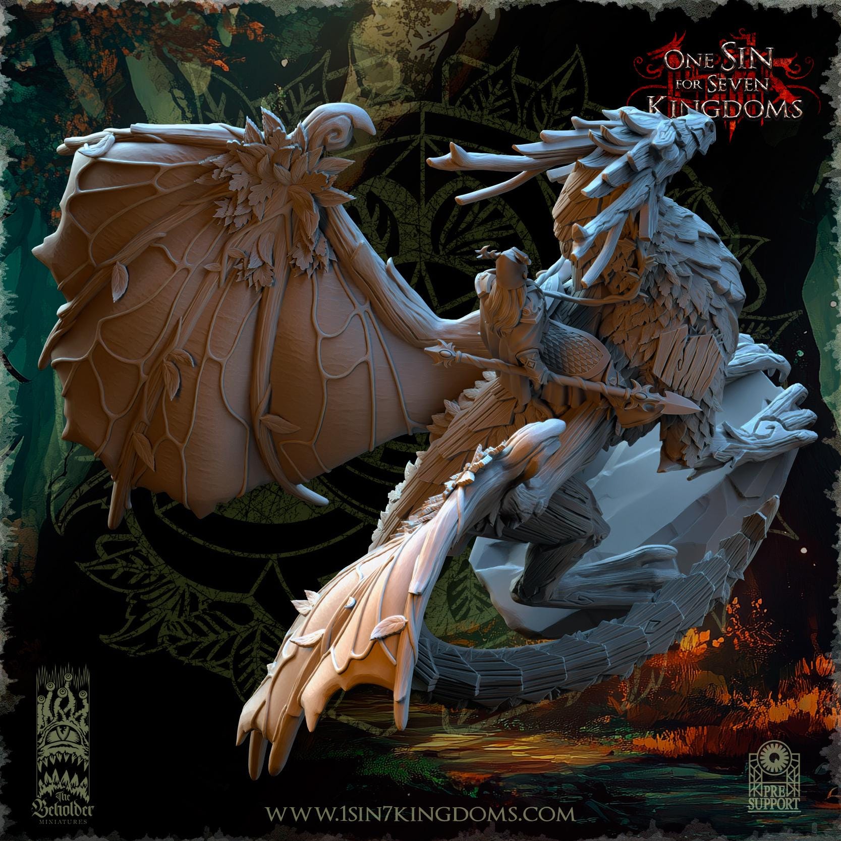 Sylvan Elves - King on Dragon Forest - Evergreen Elves - The Beholder Miniatures