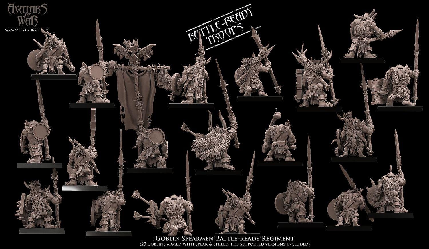 Orc & Goblin - Goblin Spearmen - monopose - 28/32mm scale - Avatar of War
