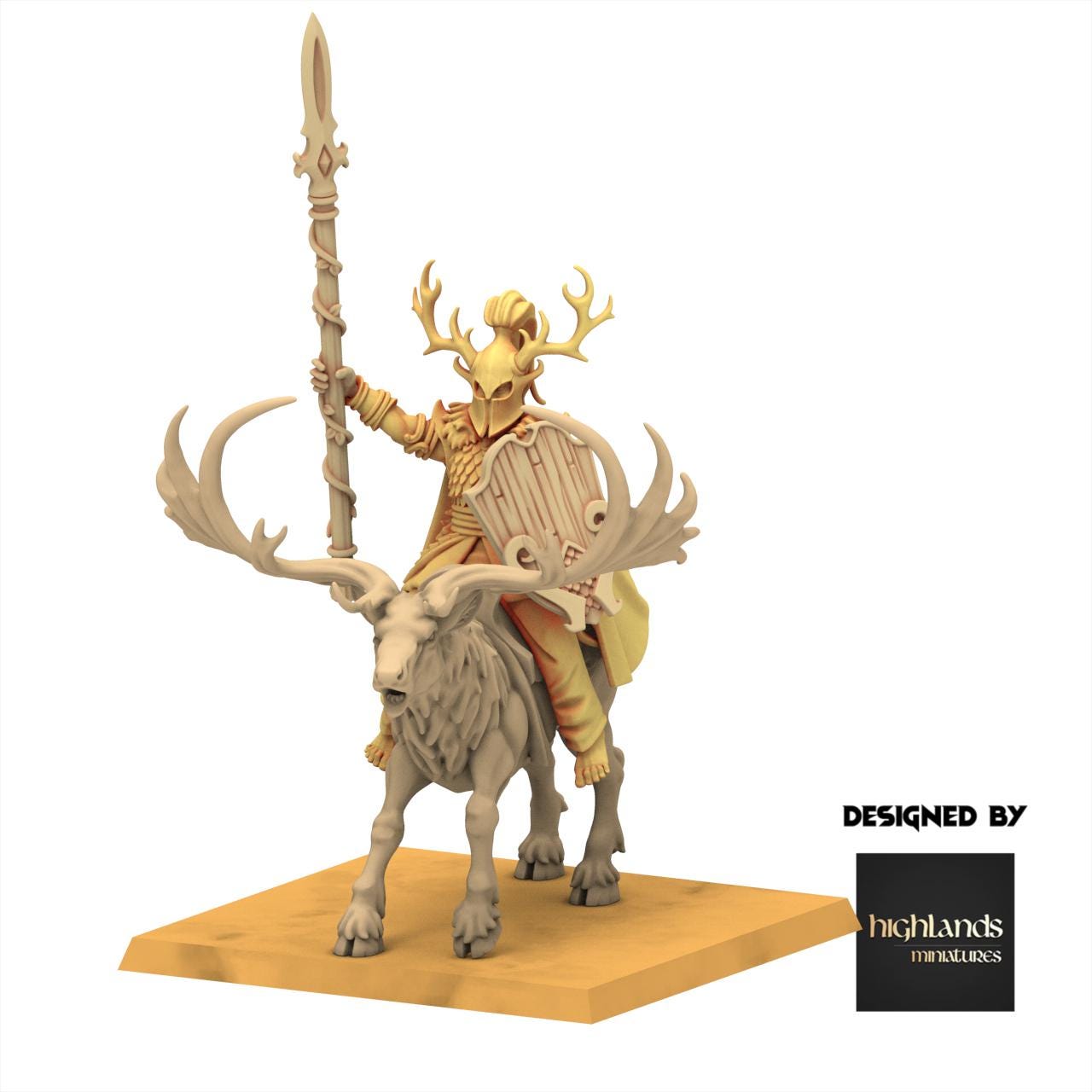 Sylvan Elves - Elf Lord on Feral Stage - Feral - Highlands Miniatures