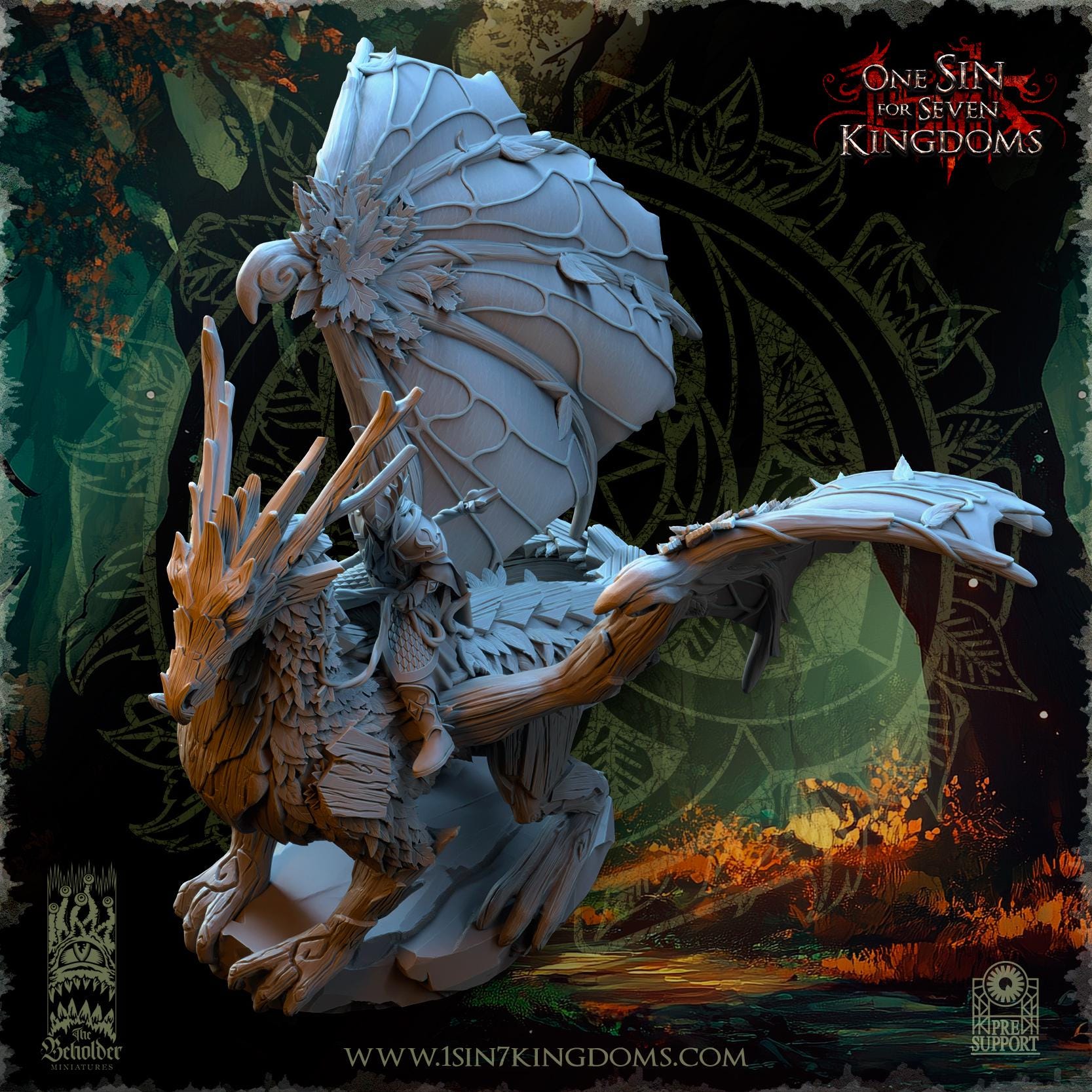 Sylvan Elves - King on Dragon Forest - Evergreen Elves - The Beholder Miniatures