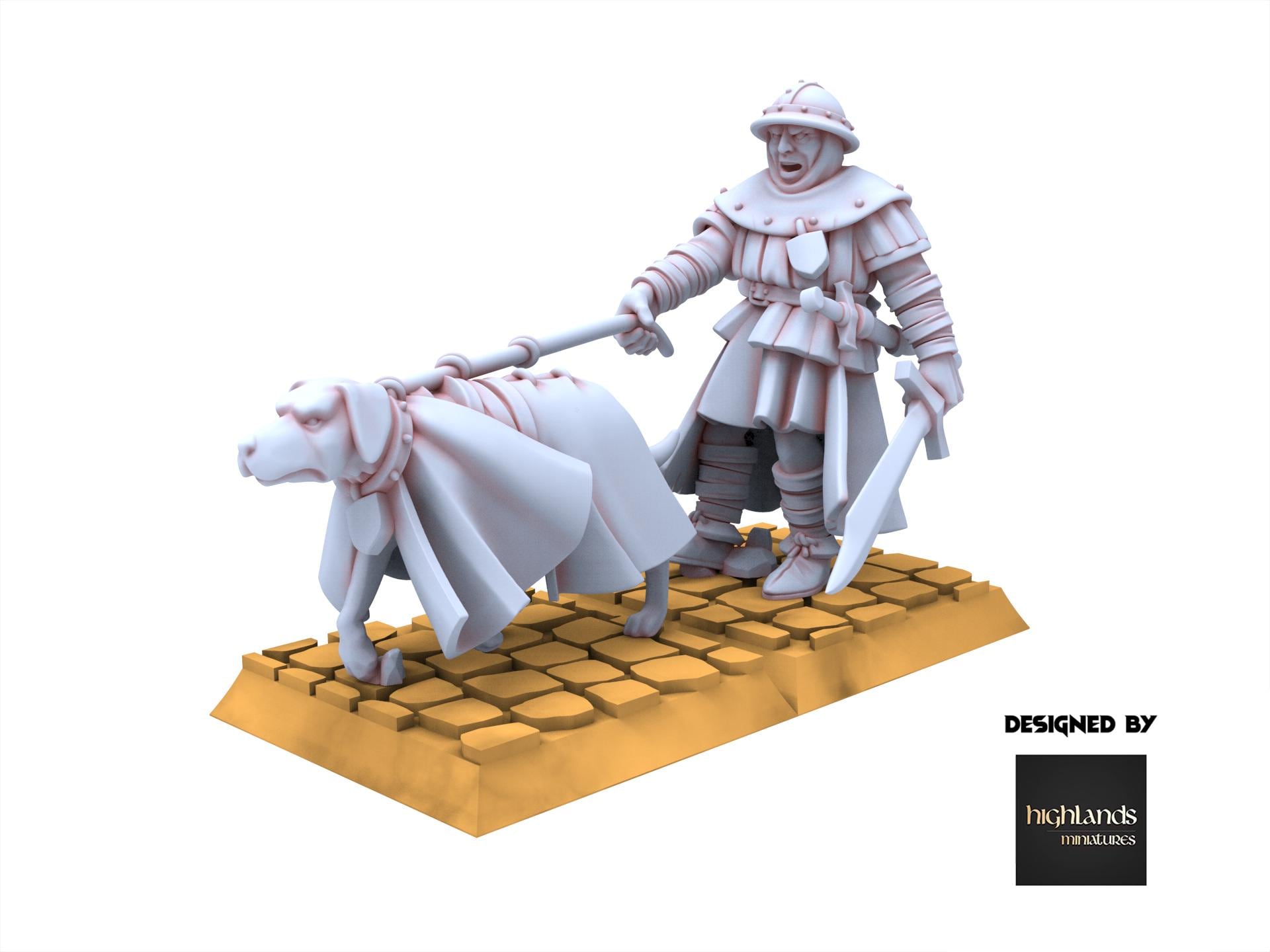 Arthurian Knights - Man at Arm with Hunting Dog - Gallia - Highlands Miniatures