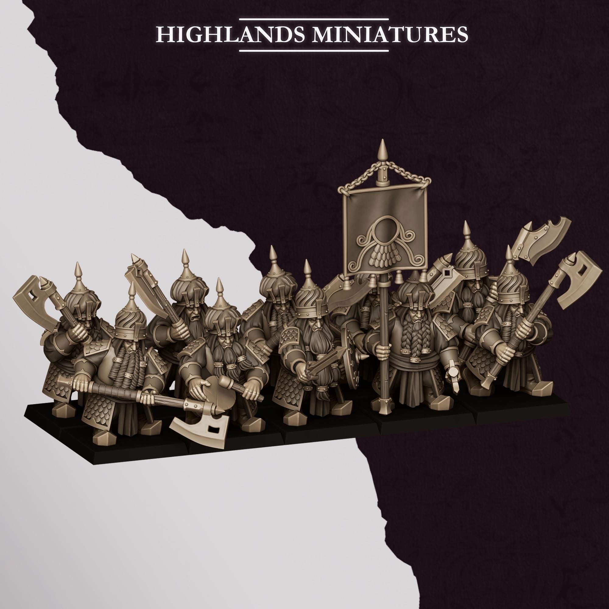 Chaos Dwarves - Warriors With Great Weapons - Sons of Marduk - Highlands Miniatures